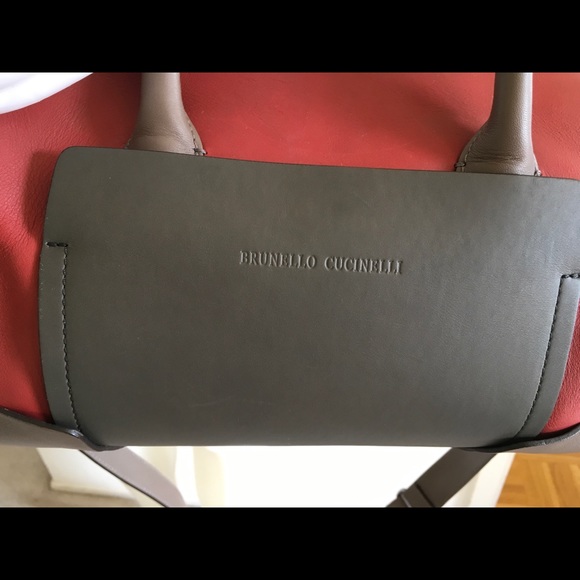 BRUNELLO CUCINELLI Red Taupe Leather Duffel Bag - Picture 6 of 8